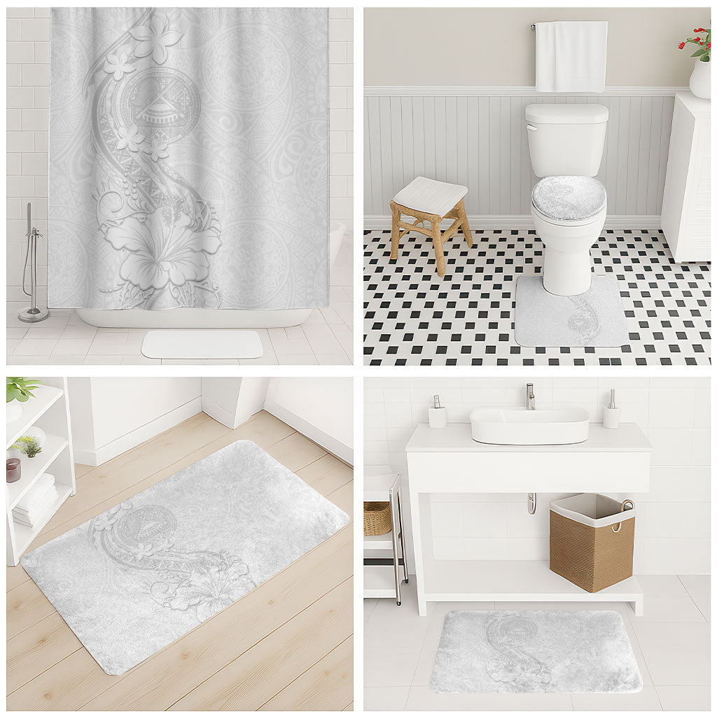 American Samoa White Sunday Bathroom Set Polynesian Pattern With Tropical Flowers LT05 - Polynesian Pride
