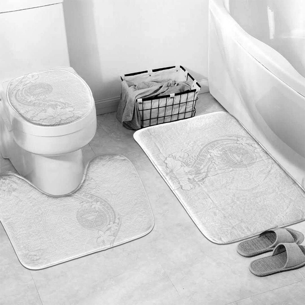 American Samoa White Sunday Bathroom Set Polynesian Pattern With Tropical Flowers LT05 Mat Set Only (3 pcs) One Size White - Polynesian Pride