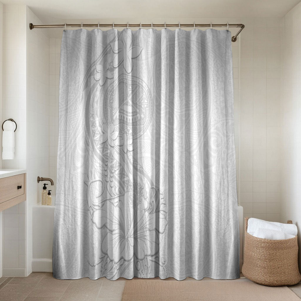 American Samoa White Sunday Bathroom Set Polynesian Pattern With Tropical Flowers LT05 Shower Curtain Only White - Polynesian Pride
