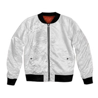 American Samoa White Sunday Bomber Jacket Polynesian Pattern With Tropical Flowers LT05 Unisex White - Polynesian Pride