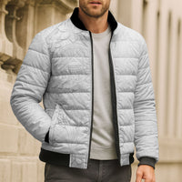 American Samoa White Sunday Bomber Puffer Jacket Polynesian Pattern With Tropical Flowers LT05 - Polynesian Pride
