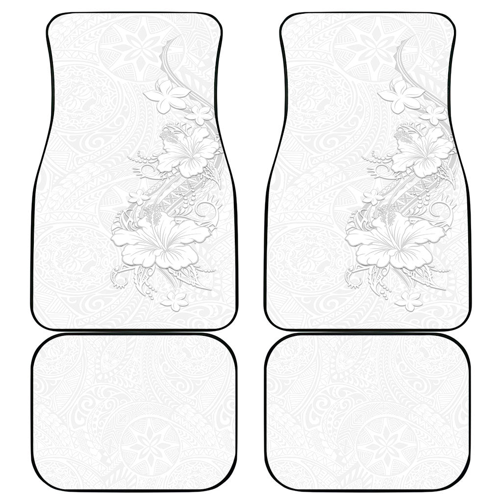 American Samoa White Sunday Car Mats Polynesian Pattern With Tropical Flowers LT05 - Polynesian Pride