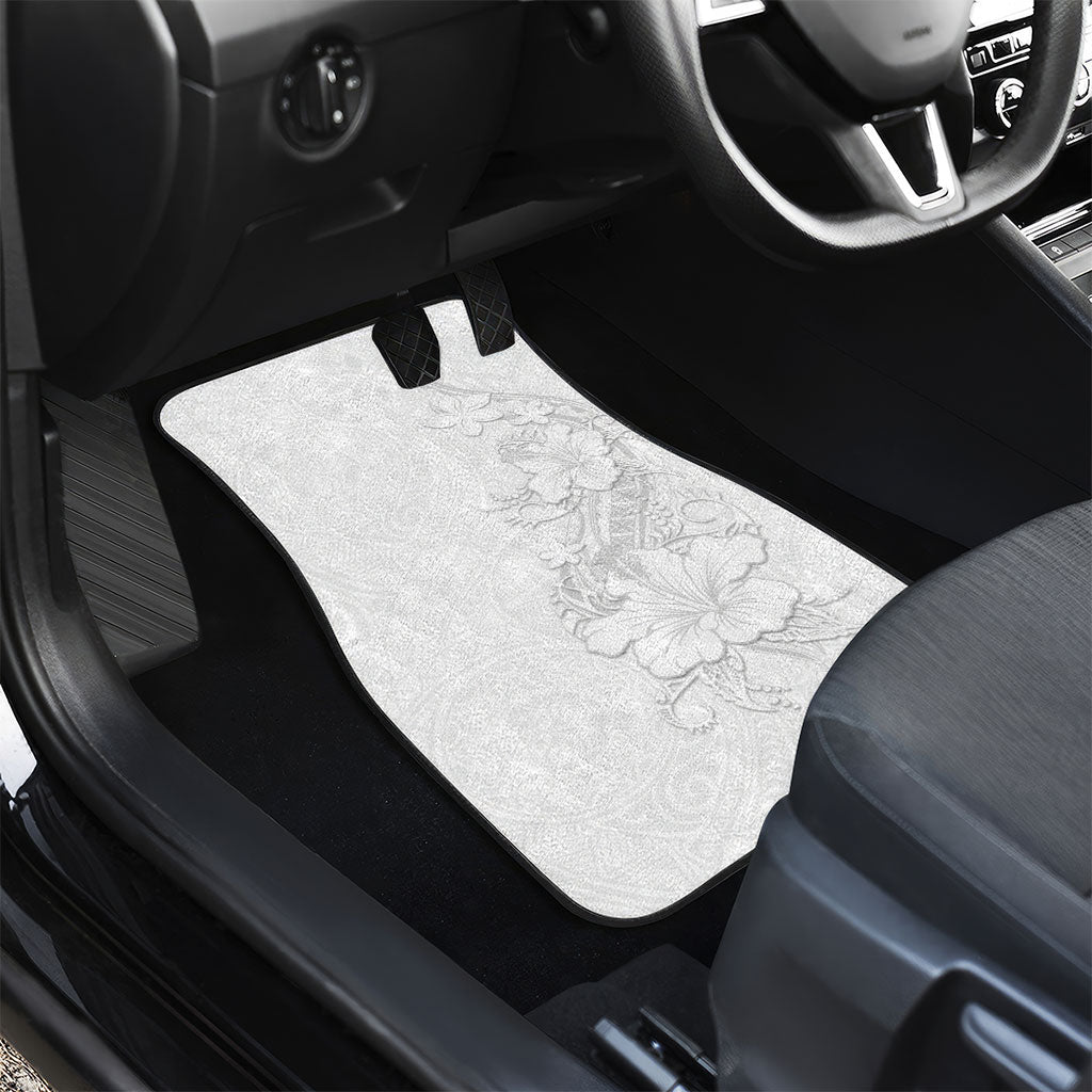 American Samoa White Sunday Car Mats Polynesian Pattern With Tropical Flowers LT05 - Polynesian Pride