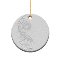 American Samoa White Sunday Ceramic Ornament Polynesian Pattern With Tropical Flowers LT05 - Polynesian Pride