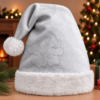 American Samoa White Sunday Christmas Santa Hat Polynesian Pattern With Tropical Flowers LT05 With Fur White - Polynesian Pride