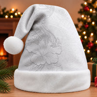 American Samoa White Sunday Christmas Santa Hat Polynesian Pattern With Tropical Flowers LT05 Without Fur White - Polynesian Pride