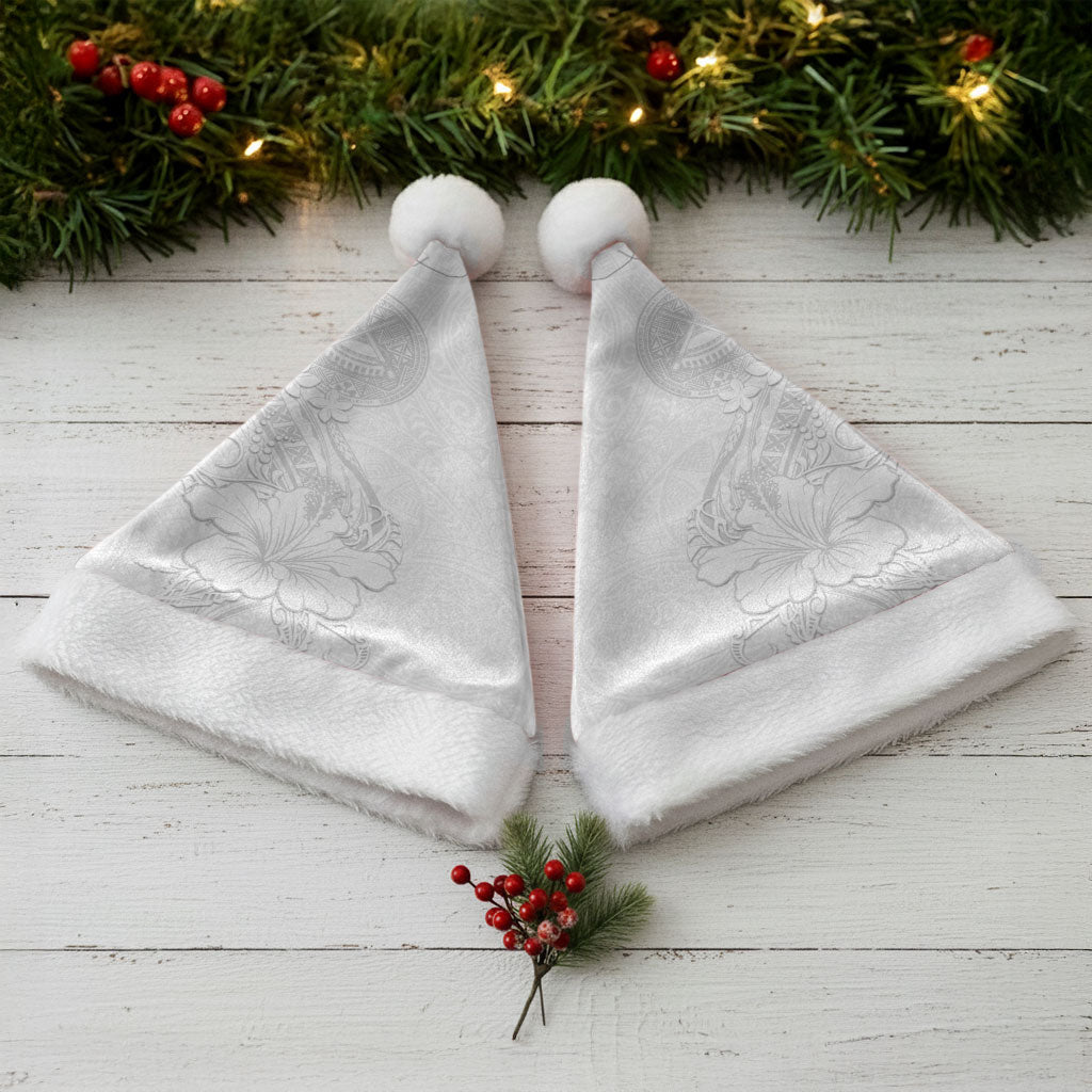American Samoa White Sunday Christmas Santa Hat Polynesian Pattern With Tropical Flowers LT05 - Polynesian Pride