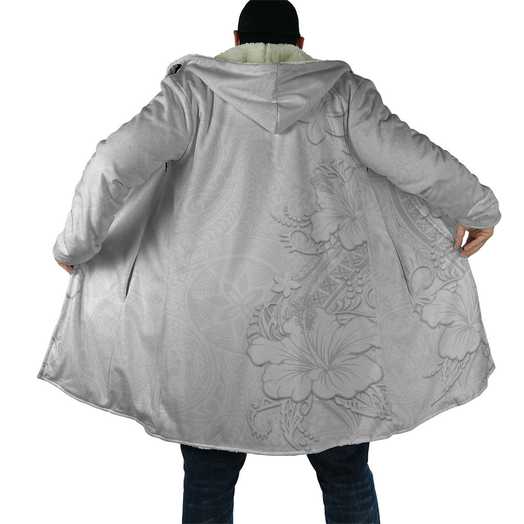 American Samoa White Sunday Cloak Polynesian Pattern With Tropical Flowers LT05 - Polynesian Pride