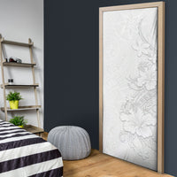 American Samoa White Sunday Door Cover Polynesian Pattern With Tropical Flowers LT05 - Polynesian Pride