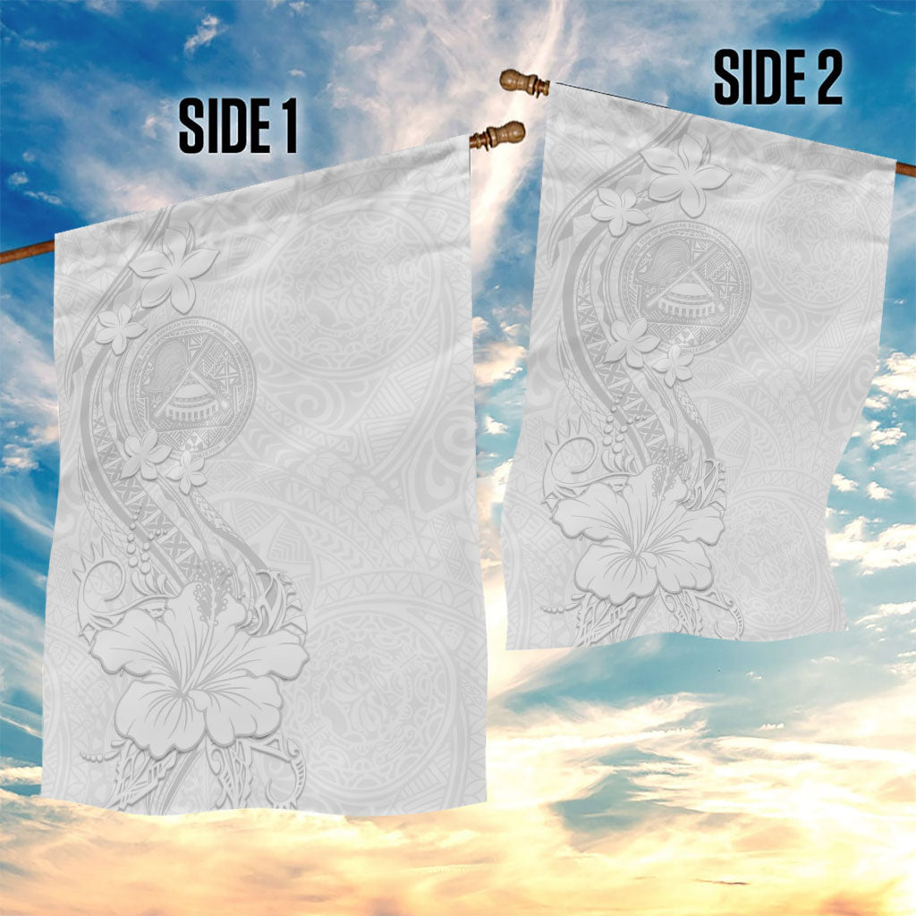 American Samoa White Sunday Garden Flag Polynesian Pattern With Tropical Flowers LT05 - Polynesian Pride