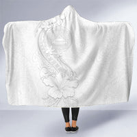 American Samoa White Sunday Hooded Blanket Polynesian Pattern With Tropical Flowers LT05 One Size White - Polynesian Pride