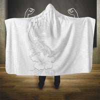 American Samoa White Sunday Hooded Blanket Polynesian Pattern With Tropical Flowers LT05 - Polynesian Pride