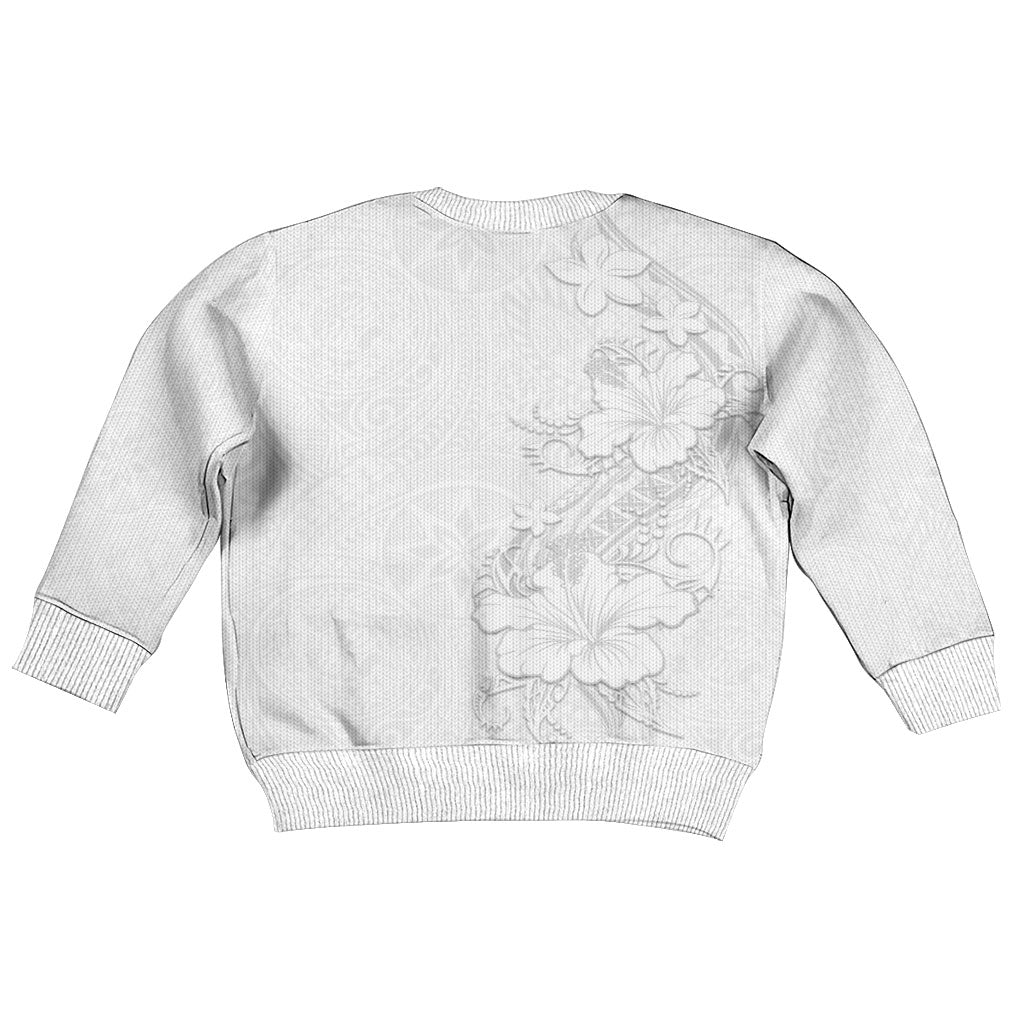 American Samoa White Sunday Kid Ugly Christmas Sweater Polynesian Pattern With Tropical Flowers LT05 - Polynesian Pride