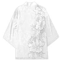 American Samoa White Sunday Kimono Polynesian Pattern With Tropical Flowers LT05 - Polynesian Pride