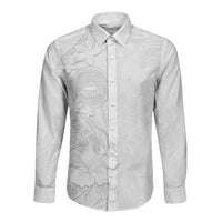 American Samoa White Sunday Long Sleeve Button Shirt Polynesian Pattern With Tropical Flowers LT05 Unisex White - Polynesian Pride