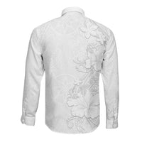 American Samoa White Sunday Long Sleeve Button Shirt Polynesian Pattern With Tropical Flowers LT05 - Polynesian Pride
