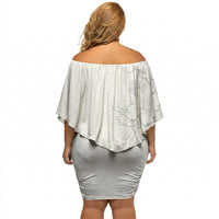 American Samoa White Sunday Off Shoulder Short Dress Polynesian Pattern With Tropical Flowers LT05 - Polynesian Pride