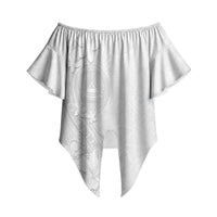 American Samoa White Sunday Off Shoulder Wrap Waist Top Polynesian Pattern With Tropical Flowers LT05 - Polynesian Pride