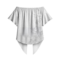 American Samoa White Sunday Off Shoulder Wrap Waist Top Polynesian Pattern With Tropical Flowers LT05 - Polynesian Pride