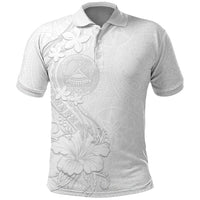 American Samoa White Sunday Polo Shirt Polynesian Pattern With Tropical Flowers LT05 White - Polynesian Pride