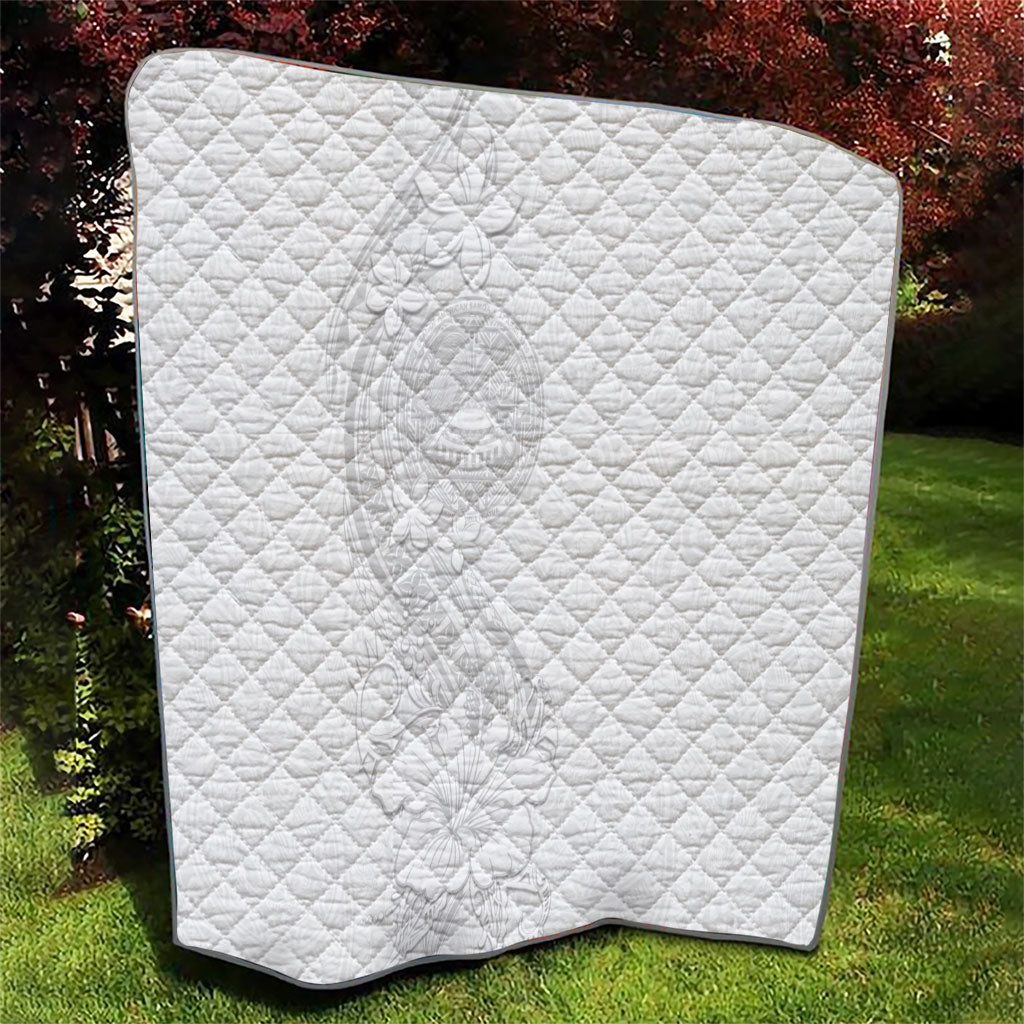 American Samoa White Sunday Quilt Polynesian Pattern With Tropical Flowers LT05 - Polynesian Pride