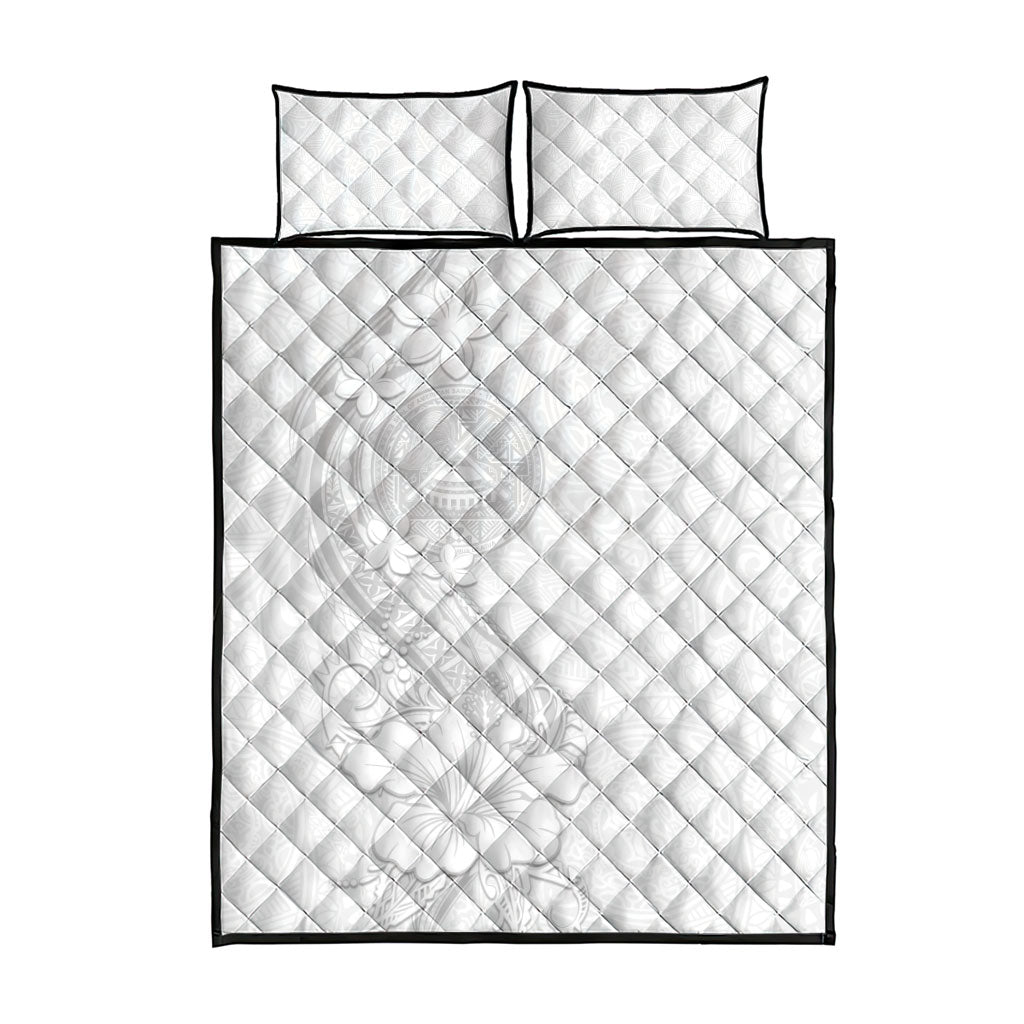 American Samoa White Sunday Quilt Bed Set Polynesian Pattern With Tropical Flowers LT05 - Polynesian Pride