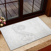 American Samoa White Sunday Rubber Doormat Polynesian Pattern With Tropical Flowers LT05 - Polynesian Pride
