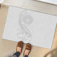 American Samoa White Sunday Rubber Doormat Polynesian Pattern With Tropical Flowers LT05 - Polynesian Pride