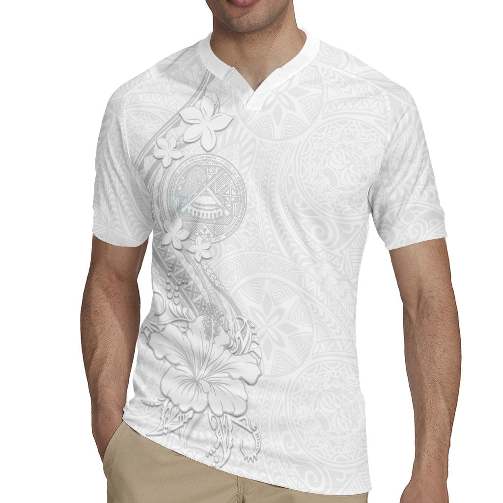 American Samoa White Sunday Rugby Jersey Polynesian Pattern With Tropical Flowers LT05 - Polynesian Pride