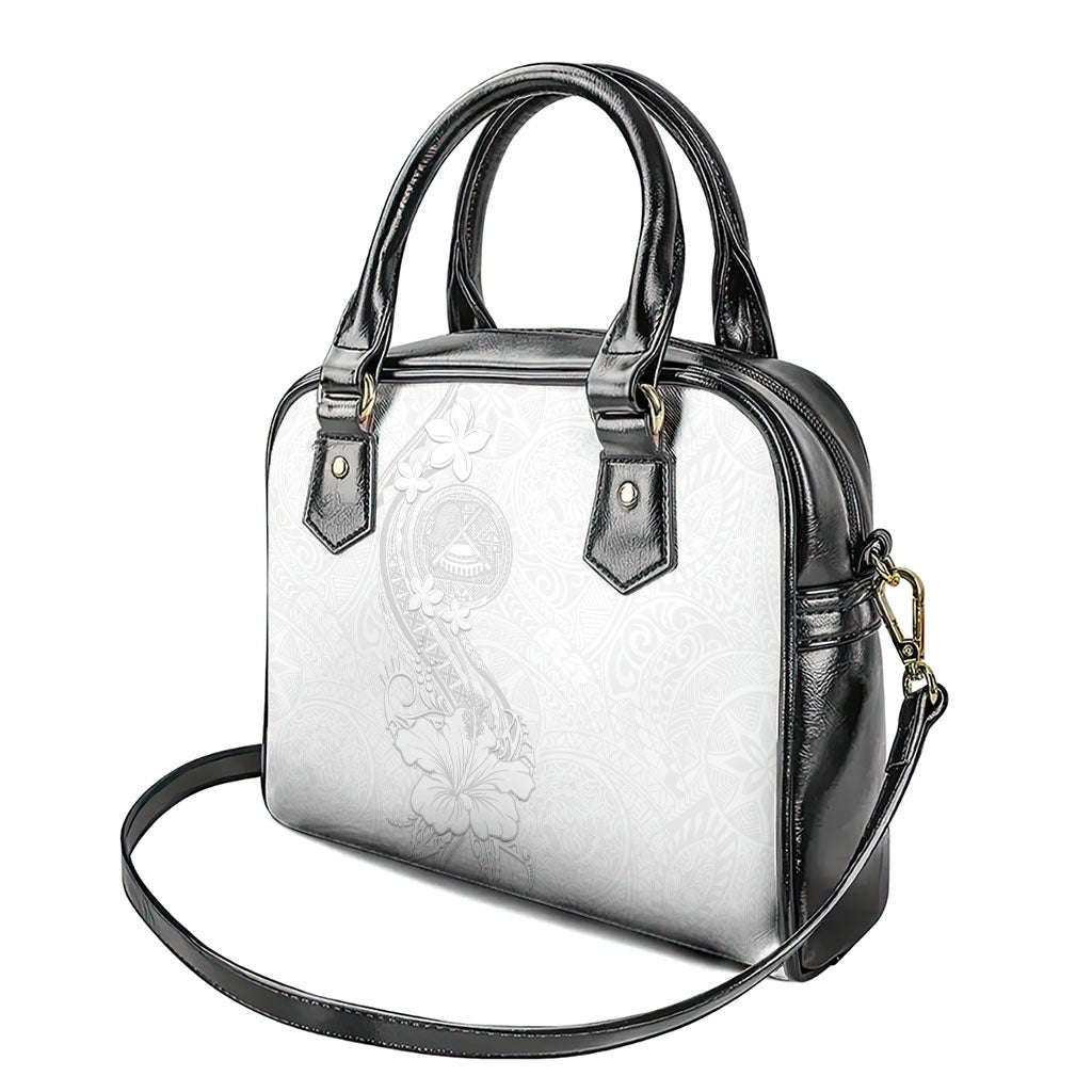 American Samoa White Sunday Shoulder Handbag Polynesian Pattern With Tropical Flowers LT05 - Polynesian Pride