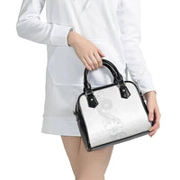 American Samoa White Sunday Shoulder Handbag Polynesian Pattern With Tropical Flowers LT05 - Polynesian Pride