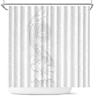 American Samoa White Sunday Shower Curtain Polynesian Pattern With Tropical Flowers LT05 White - Polynesian Pride