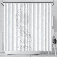 American Samoa White Sunday Shower Curtain Polynesian Pattern With Tropical Flowers LT05 - Polynesian Pride
