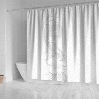 American Samoa White Sunday Shower Curtain Polynesian Pattern With Tropical Flowers LT05 - Polynesian Pride