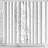 American Samoa White Sunday Shower Curtain Polynesian Pattern With Tropical Flowers LT05 - Polynesian Pride