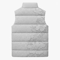 American Samoa White Sunday Sleeveless Puffer Jacket Polynesian Pattern With Tropical Flowers LT05 - Polynesian Pride