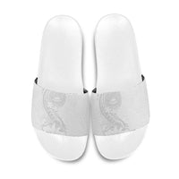American Samoa White Sunday Slide Sandals Polynesian Pattern With Tropical Flowers LT05 White - Polynesian Pride