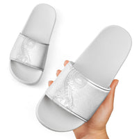 American Samoa White Sunday Slide Sandals Polynesian Pattern With Tropical Flowers LT05 - Polynesian Pride