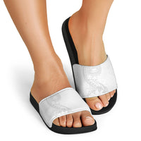 American Samoa White Sunday Slide Sandals Polynesian Pattern With Tropical Flowers LT05 - Polynesian Pride
