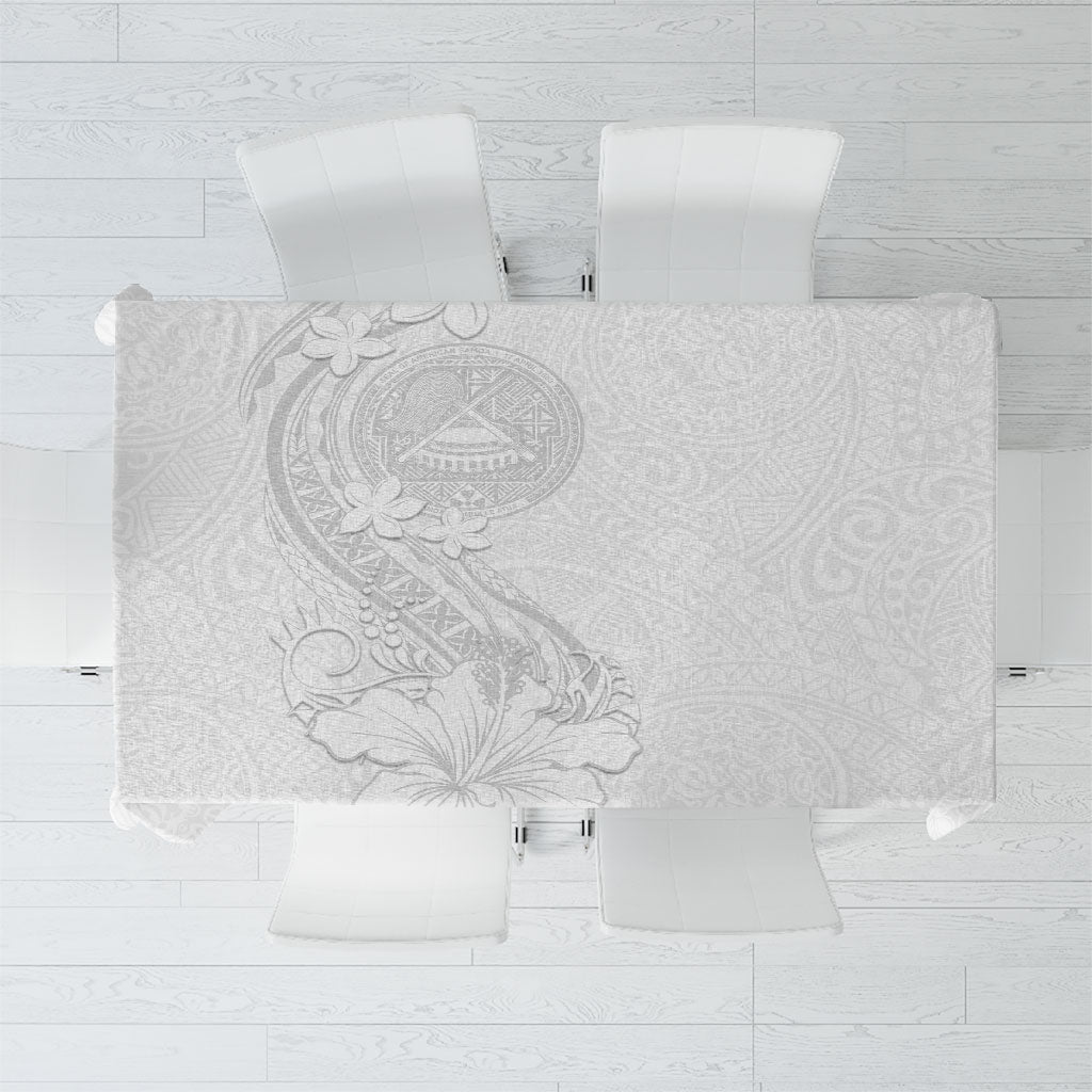 American Samoa White Sunday Tablecloth Polynesian Pattern With Tropical Flowers LT05 White - Polynesian Pride