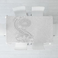American Samoa White Sunday Tablecloth Polynesian Pattern With Tropical Flowers LT05 White - Polynesian Pride