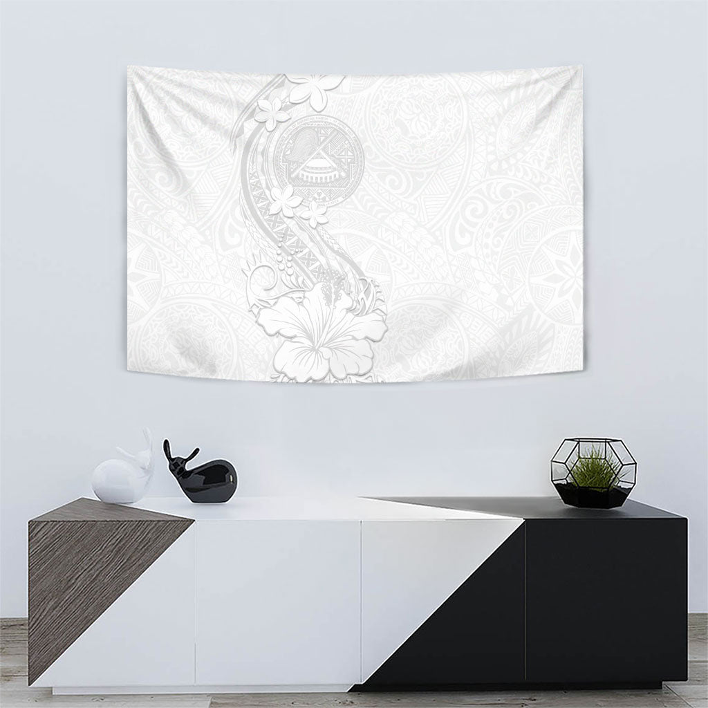 American Samoa White Sunday Tapestry Polynesian Pattern With Tropical Flowers LT05 - Polynesian Pride