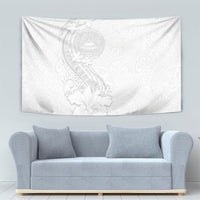 American Samoa White Sunday Tapestry Polynesian Pattern With Tropical Flowers LT05 - Polynesian Pride