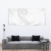American Samoa White Sunday Tapestry Polynesian Pattern With Tropical Flowers LT05 - Polynesian Pride