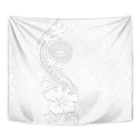American Samoa White Sunday Tapestry Polynesian Pattern With Tropical Flowers LT05 - Polynesian Pride
