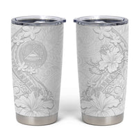 American Samoa White Sunday Tumbler Cup Polynesian Pattern With Tropical Flowers LT05 White - Polynesian Pride