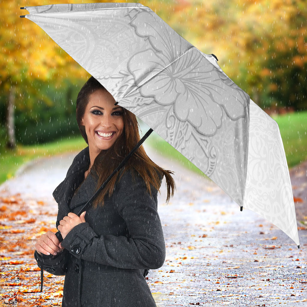 American Samoa White Sunday Umbrella Polynesian Pattern With Tropical Flowers LT05 - Polynesian Pride