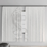 American Samoa White Sunday Window Curtain Polynesian Pattern With Tropical Flowers LT05 With Hooks White - Polynesian Pride