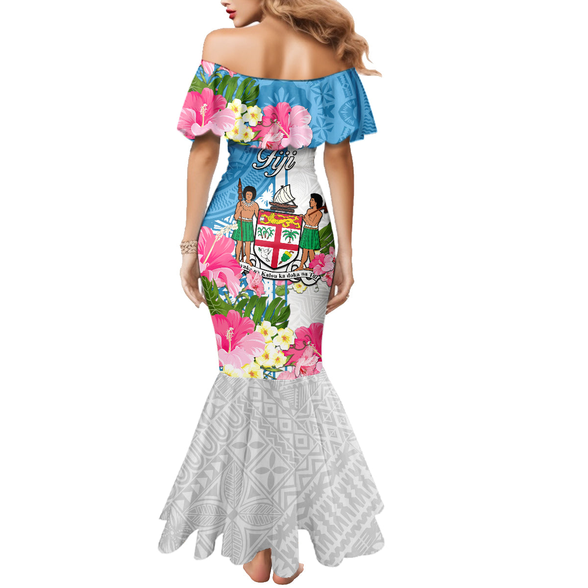 Fiji Day Family Matching Mermaid Dress and Hawaiian Shirt Tanoa Hibiscus Fijian Tapa Masi Pattern LT05 - Polynesian Pride