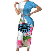 Fiji Day Family Matching Short Sleeve Bodycon Dress and Hawaiian Shirt Tanoa Hibiscus Fijian Tapa Masi Pattern LT05 Mom's Dress White - Polynesian Pride